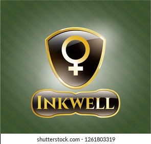  Gold shiny badge with female icon and Inkwell text inside