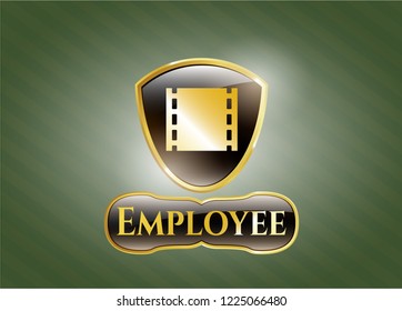  Gold shiny badge with film icon and Employee text inside