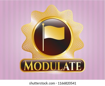  Gold shiny badge with flag icon and Modulate text inside