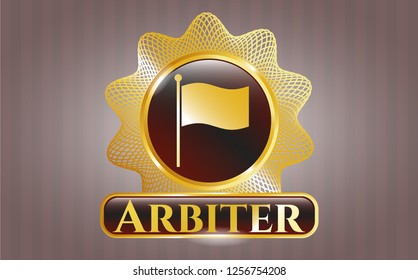  Gold shiny badge with flag icon and Arbiter text inside