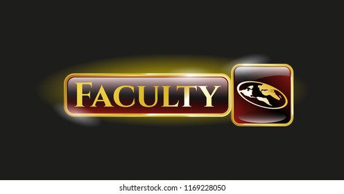  Gold shiny badge with flat earth icon and Faculty text inside