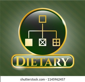  Gold shiny badge with flowchart icon and Dietary text inside