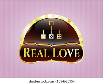  Gold shiny badge with flowchart icon and Real Love text inside