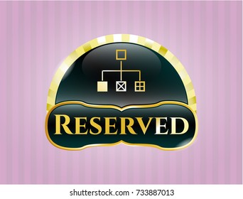  Gold shiny badge with flowchart icon and Reserved text inside