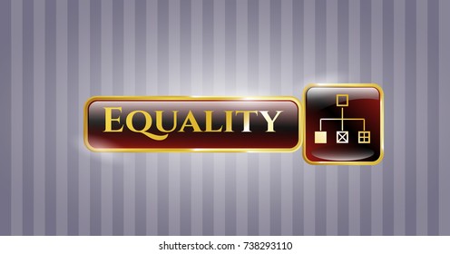  Gold shiny badge with flowchart icon and Equality text inside