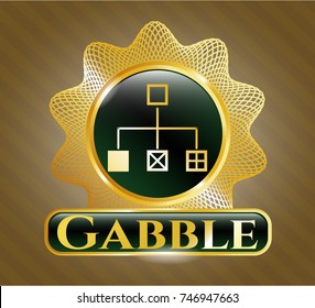  Gold shiny badge with flowchart icon and Gabble text inside