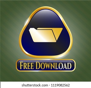  Gold shiny badge with folder icon and Free Download text inside