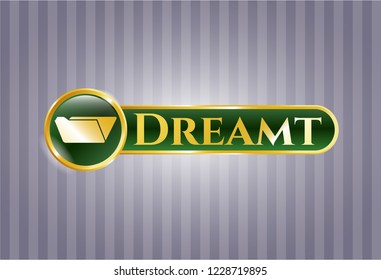 Gold shiny badge with folder icon and Dreamt text inside