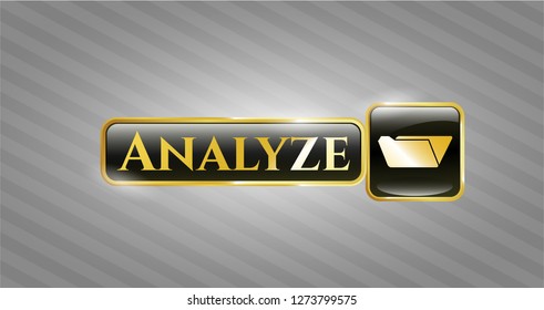  Gold shiny badge with folder icon and Analyze text inside