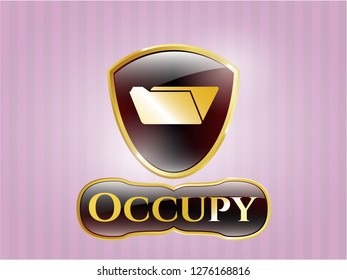  Gold shiny badge with folder icon and Occupy text inside