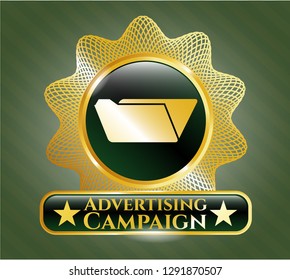  Gold shiny badge with folder icon and Advertising Campaign text inside