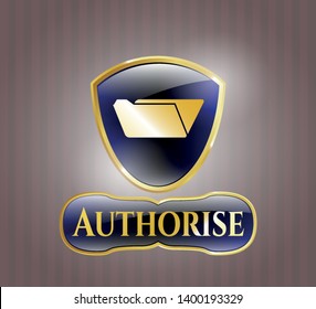  Gold shiny badge with folder icon and Authorise text inside