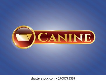  Gold shiny badge with folder icon and Canine text inside