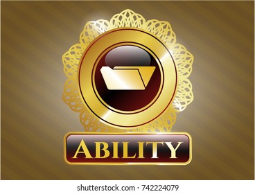  Gold shiny badge with folder icon and Ability text inside
