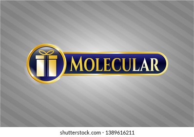  Gold shiny badge with gift box icon and Molecular text inside