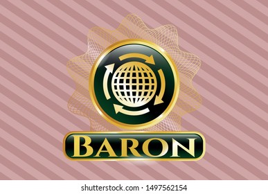  Gold shiny badge with globalization icon and Baron text inside