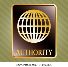  Gold shiny badge with globe, website icon and Authority text inside