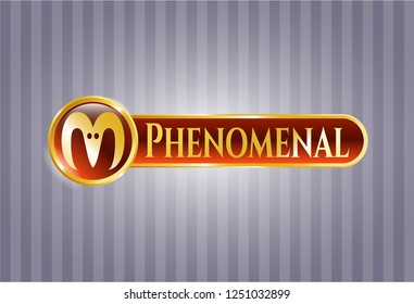  Gold shiny badge with goat head icon and Phenomenal text inside
