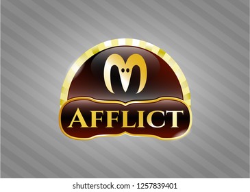  Gold shiny badge with goat head icon and Afflict text inside