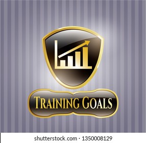  Gold shiny badge with growth chart icon and Training Goals text inside