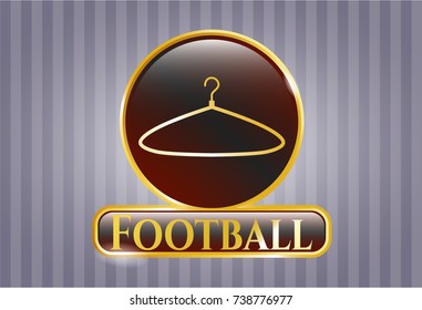  Gold shiny badge with hanger icon and Football text inside