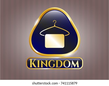  Gold shiny badge with hanger with towel icon and Kingdom text inside