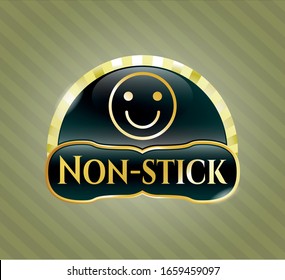  Gold shiny badge with happy face icon and Non-stick text inside