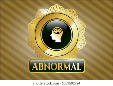 Gold shiny badge with head with gears inside icon and Abnormal text inside