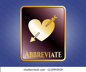 Gold shiny badge with heart with arrow icon and Abbreviate text inside