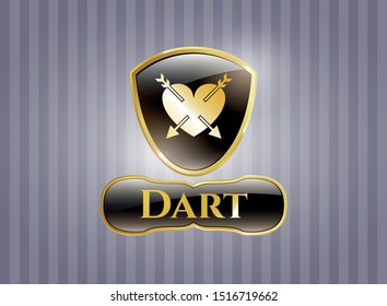  Gold shiny badge with heart with two arrows icon and Dart text inside