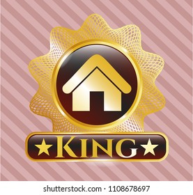  Gold shiny badge with home icon and King text inside