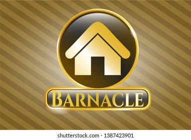  Gold shiny badge with home icon and Barnacle text inside