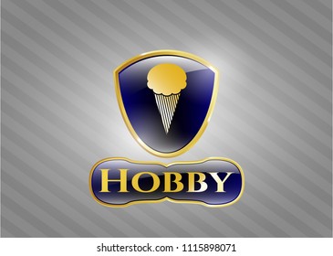  Gold shiny badge with ice cream icon and Hobby text inside