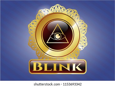  Gold shiny badge with illuminati pyramid icon and Blink text inside