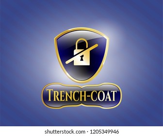  Gold shiny badge with inaccessible icon and Trench-coat text inside