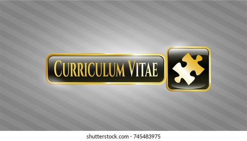  Gold shiny badge with jigsaw puzzle piece icon and Curriculum Vitae text inside
