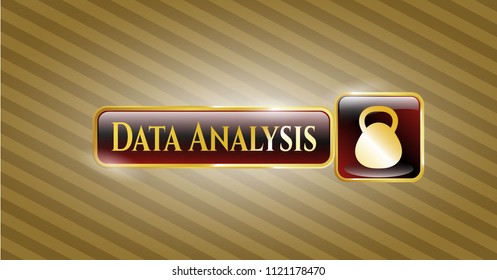  Gold shiny badge with kettlebell icon and Data Analysis text inside