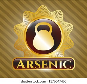  Gold shiny badge with kettlebell icon and Arsenic text inside