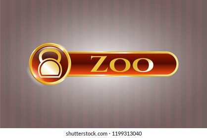  Gold shiny badge with kettlebell icon and Zoo text inside
