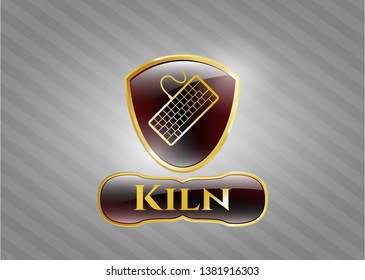  Gold shiny badge with keyboard icon and Kiln text inside