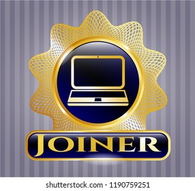  Gold shiny badge with laptop icon and Joiner text inside