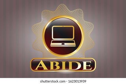  Gold shiny badge with laptop icon and Abide text inside