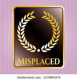  Gold shiny badge with laurel wreath icon and Misplaced text inside