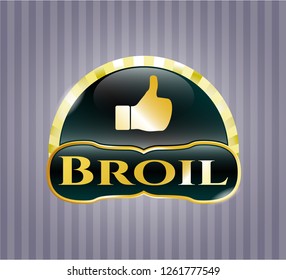  Gold shiny badge with like icon and Broil text inside