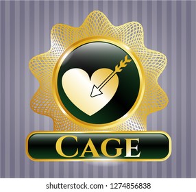  Gold shiny badge with love icon and Cage text inside