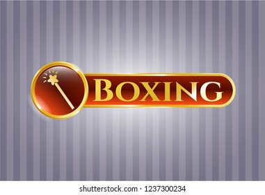  Gold shiny badge with magic stick icon and Boxing text inside