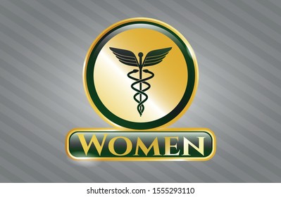  Gold shiny badge with medicine icon and Women text inside
