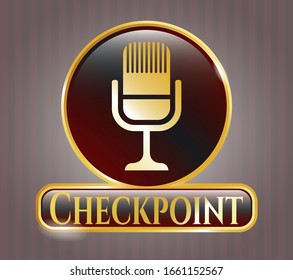  Gold shiny badge with microphone icon and Checkpoint text inside