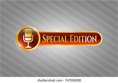  Gold shiny badge with microphone icon and Special Edition text inside