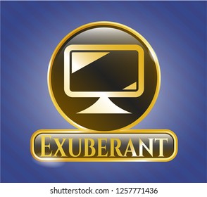  Gold shiny badge with monitor icon and Exuberant text inside